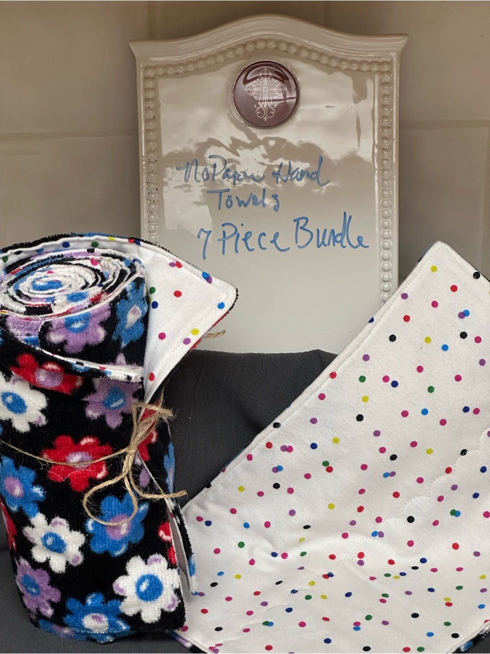 NoPaper Hand Towels Floral and Dots - 7PC NEW!